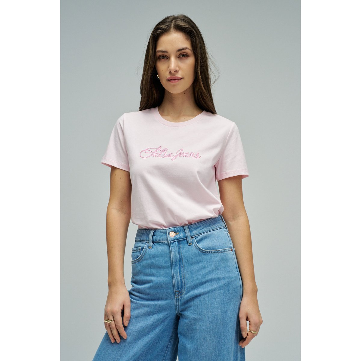 T-SHIRT AVEC BRANDING rose, SALSA JEANS