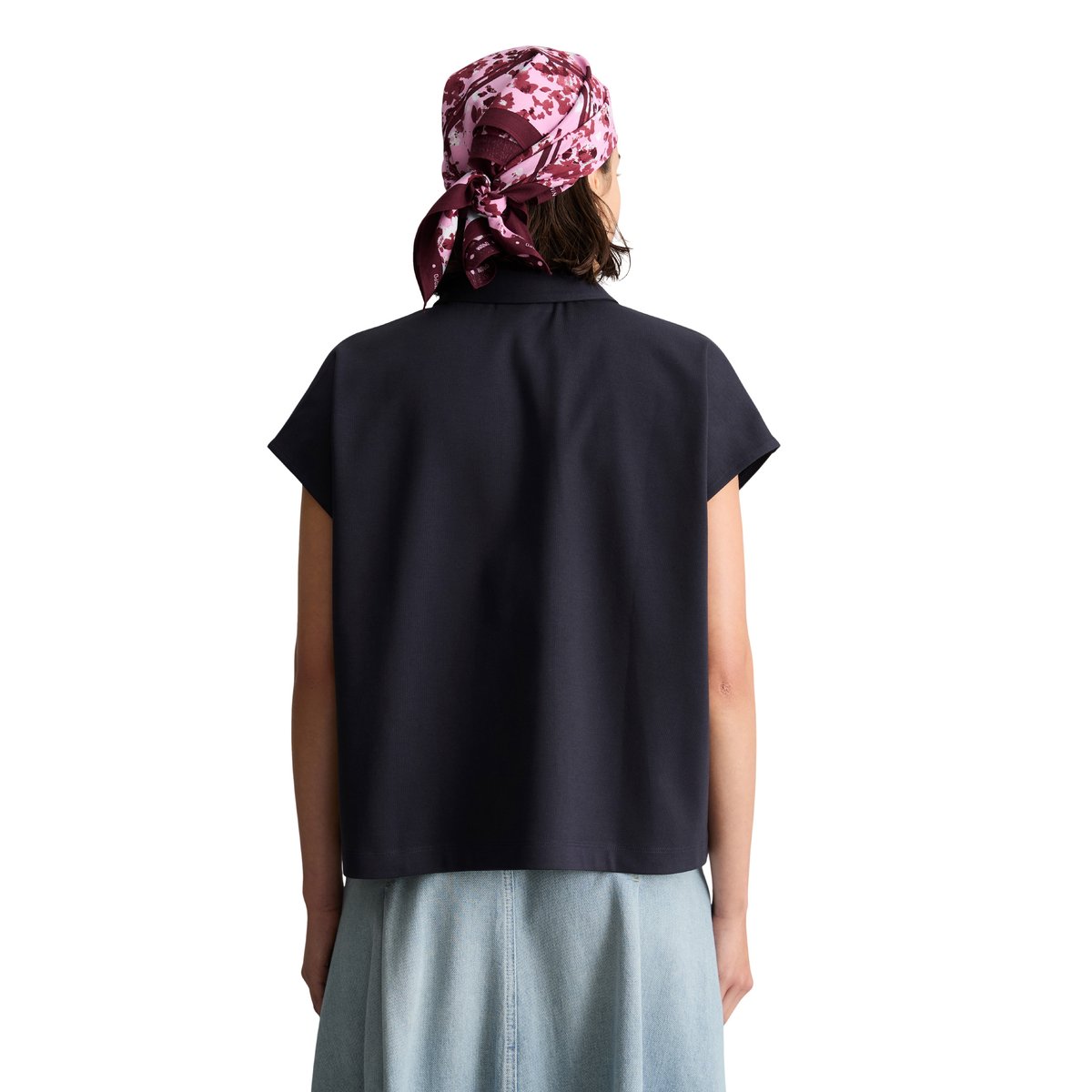 Polo large en jersey interlock bleu foncé, MARC O’POLO DENIM