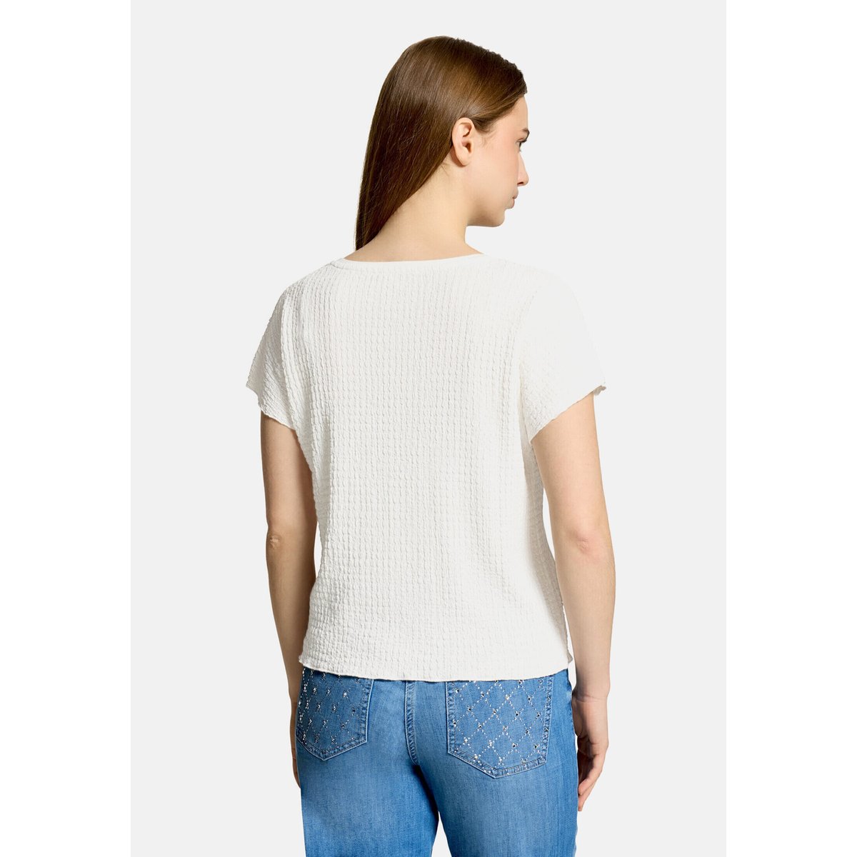 T-Shirt avec structure à encolure bateau blanc, BETTY BARCLAY