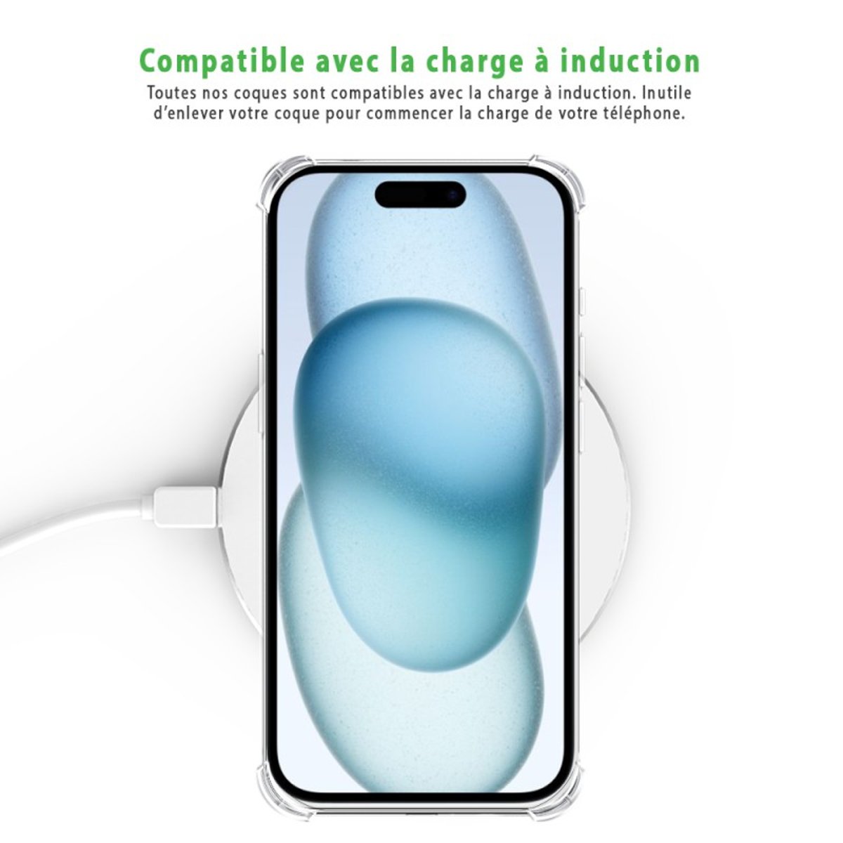 Coque souple renforcée iPhone 15 pissenlit make a wish, EVETANE