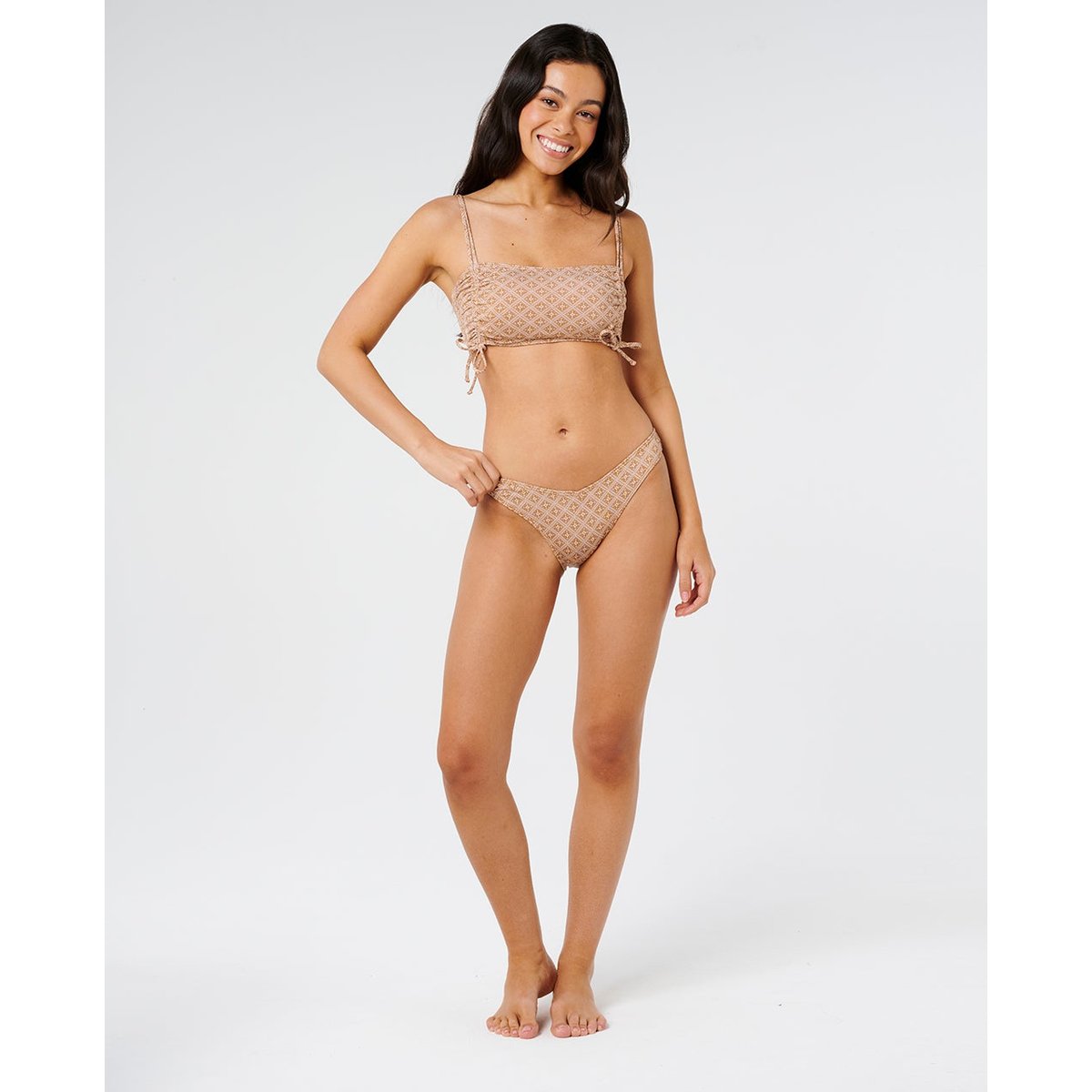 Bas de maillot de bain taille haute tanga Moon Geo marron, RIP CURL