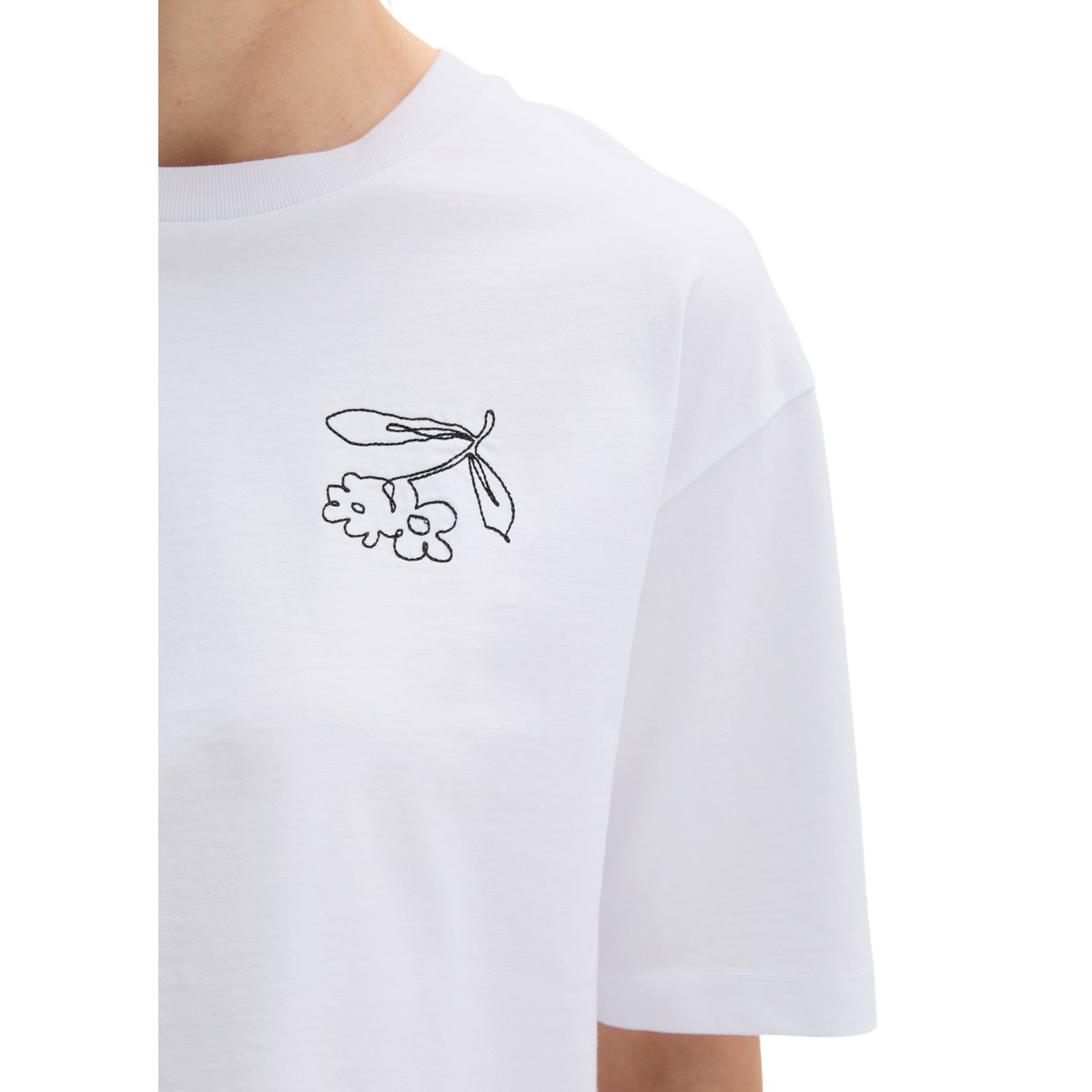 Sweat-shirt oversized boxy en single jersey doux blanc, MARC O'POLO