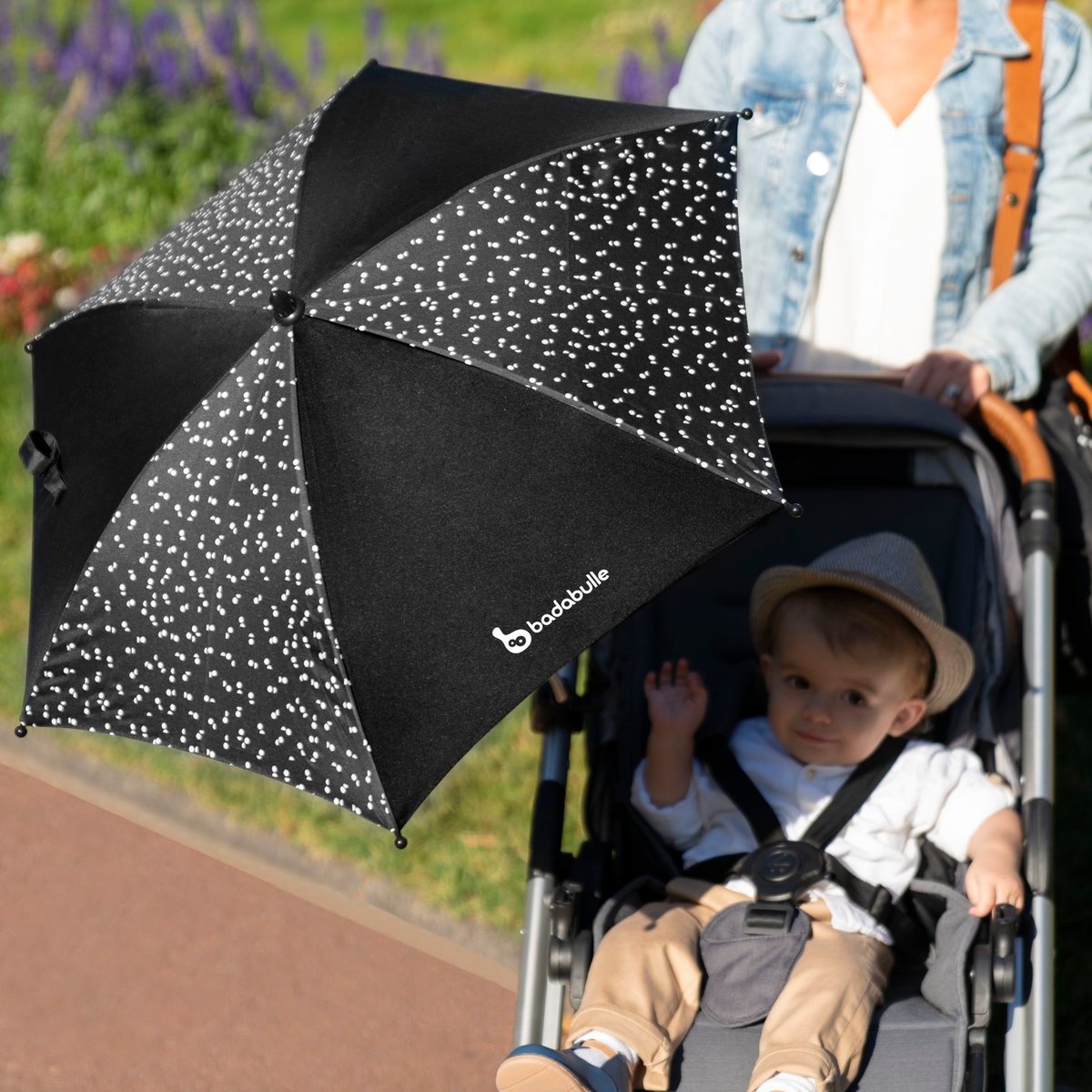 Ombrelle anti-UV universelle poussette noir, BADABULLE