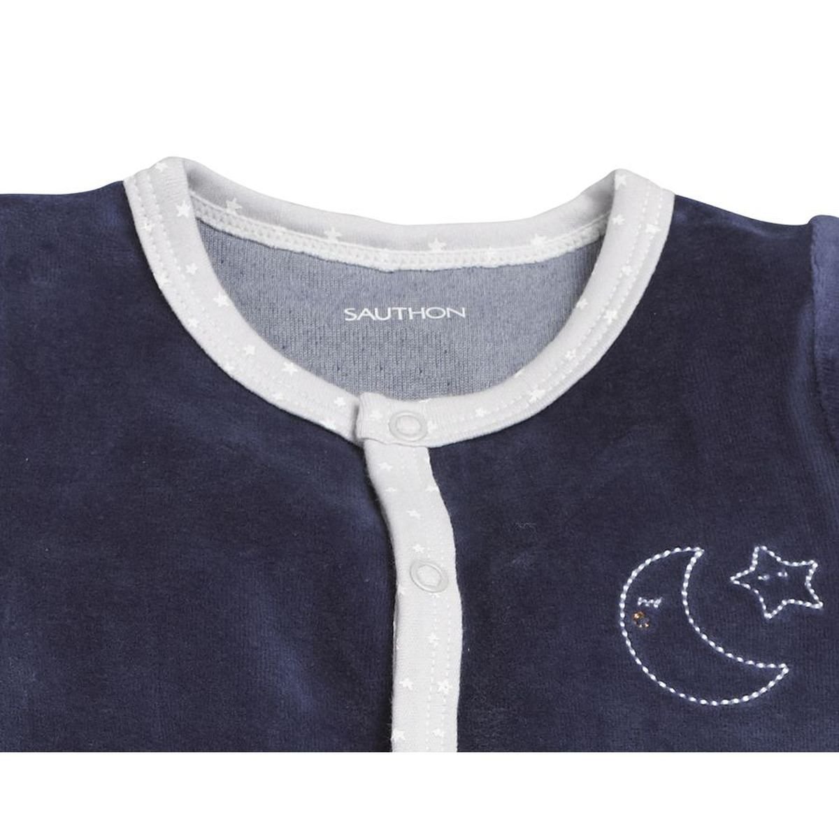 Pyjama bébé à manches longues en velours bleu, SAUTHON