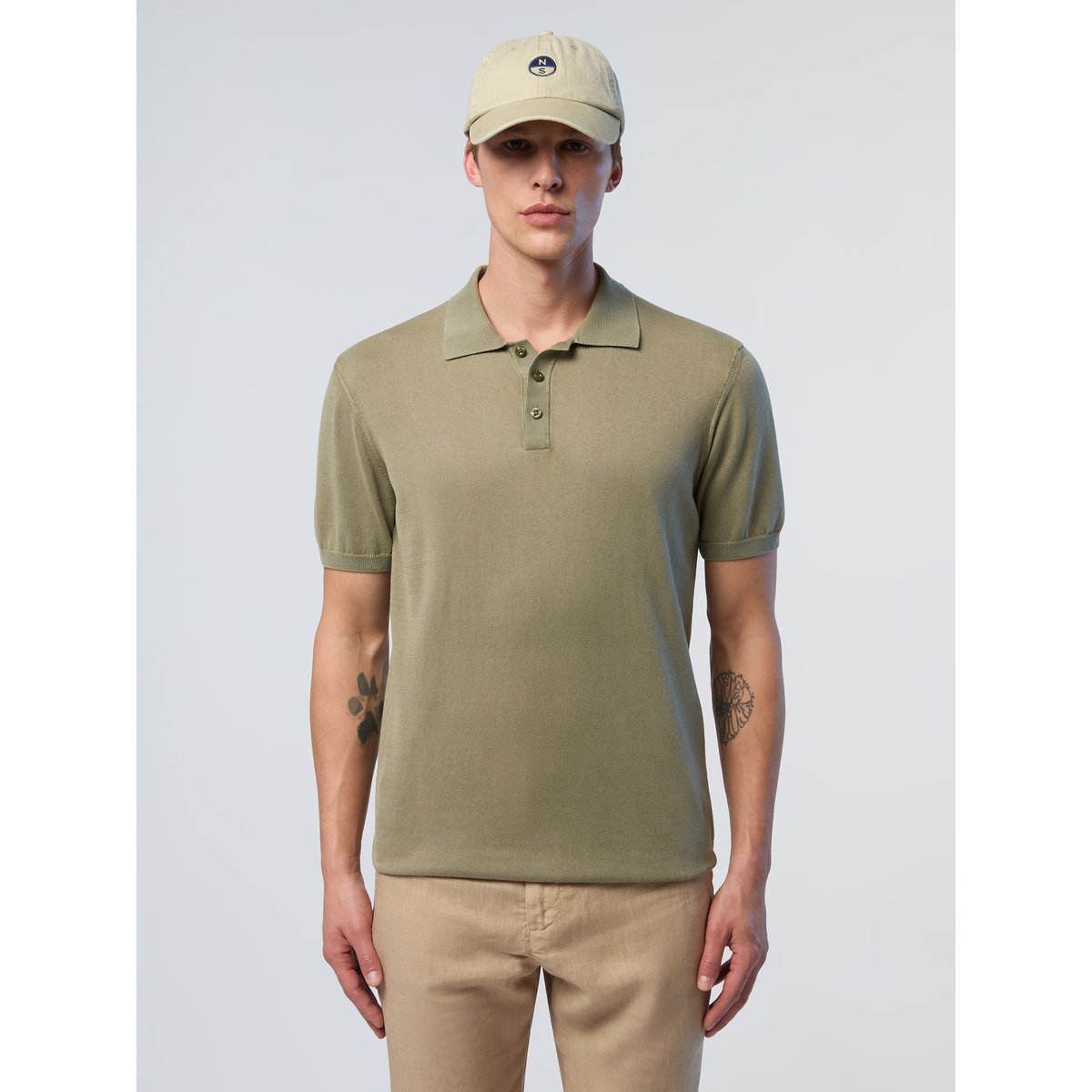 Polo en coton lavé vert profond, NORTH SAILS