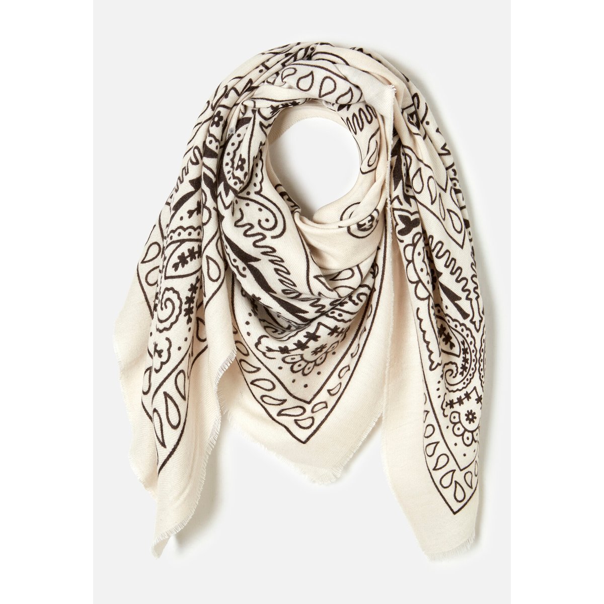 Foulard carré bandana blanc ecru imp., DAMART