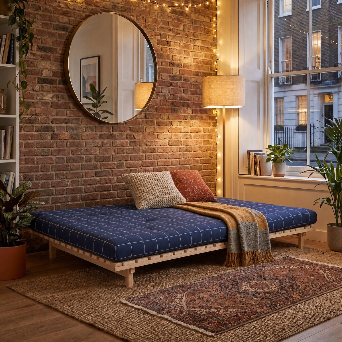 Nemuri Checkered Double Futon Sofa Bed navy, ÉDITÉ