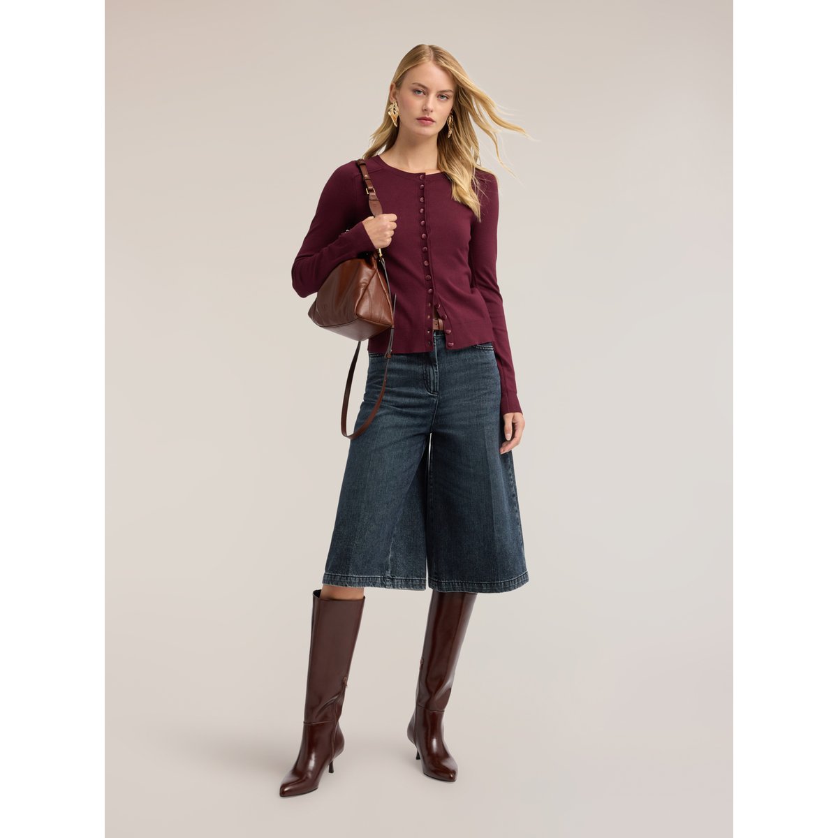 Cardigan rasé avec manches raglan burgundy, MOTIVI