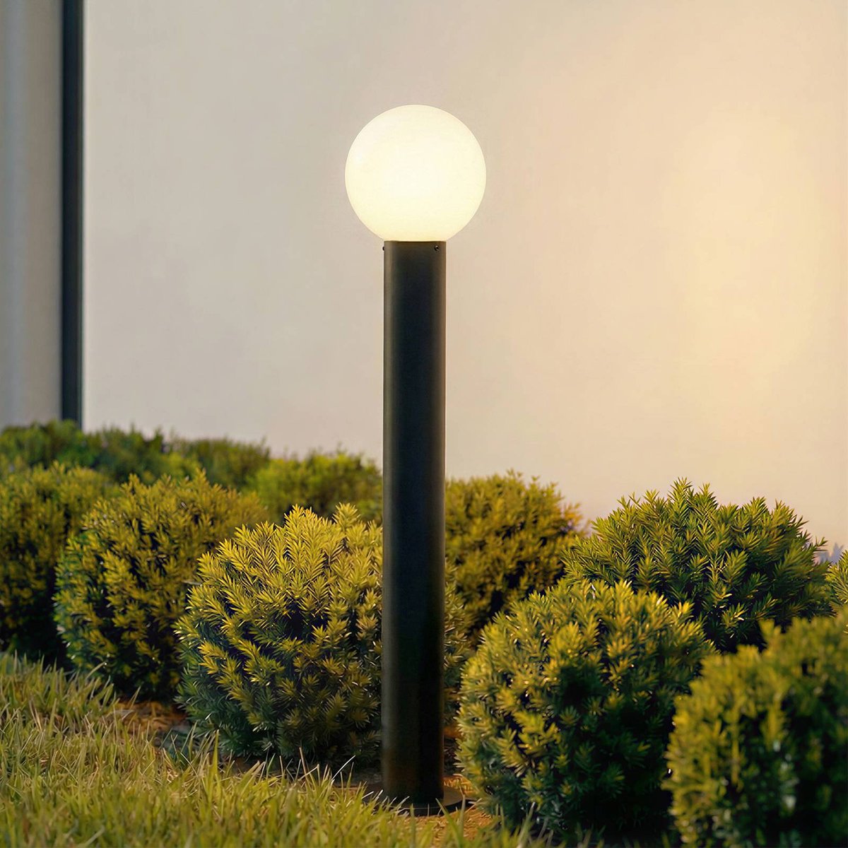 Luminaire extérieur en verre moderne, Dangan blanc, noir, LINDBY