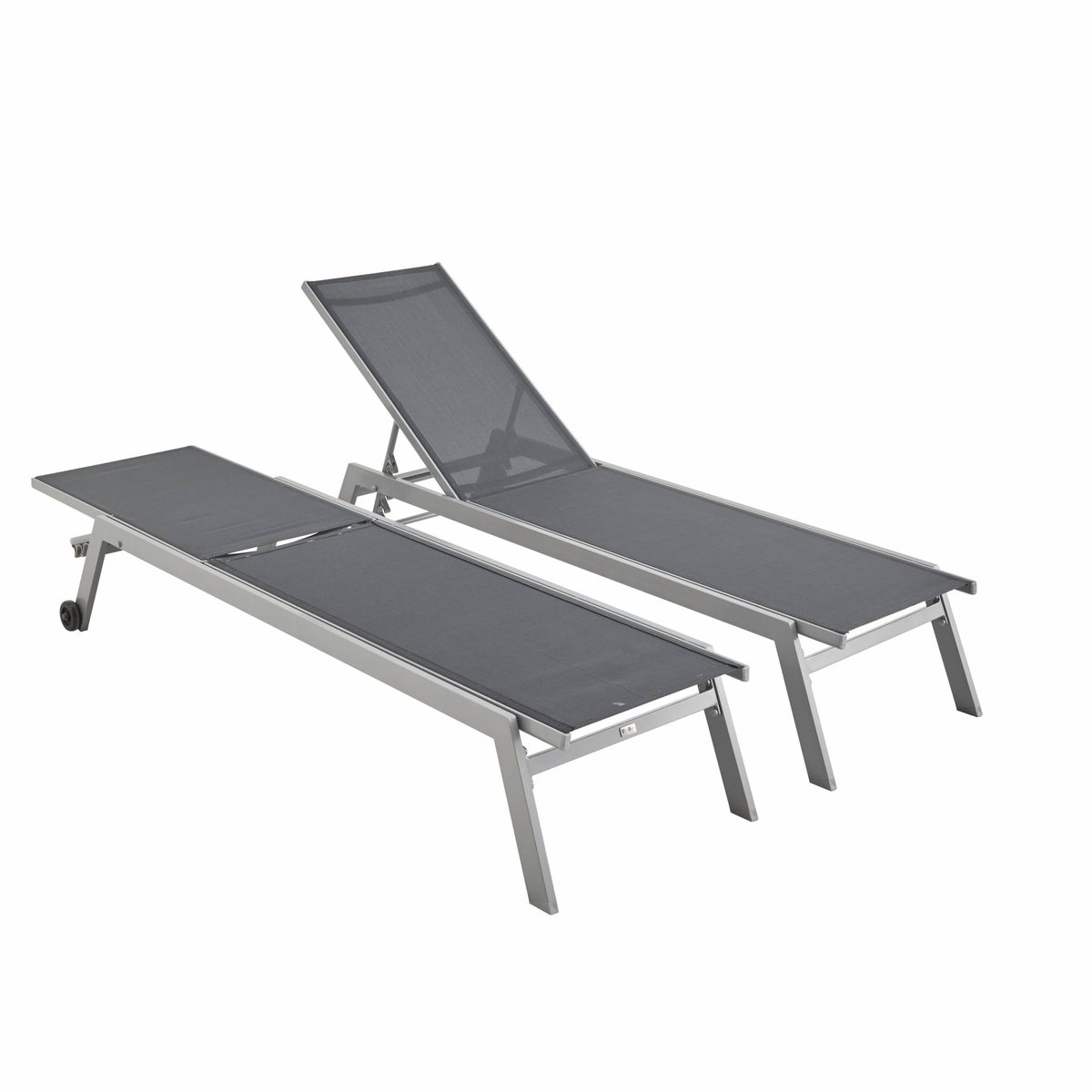 Bain de soleil aluminium multi positions à roulettes (lot de 2) ELSA gris / gris anthracite, SWEEEK