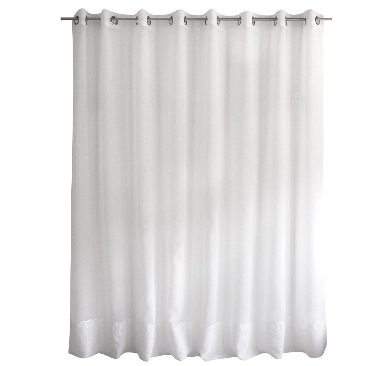 Voilage uni brodé Cornely blanc, HOME MAISON