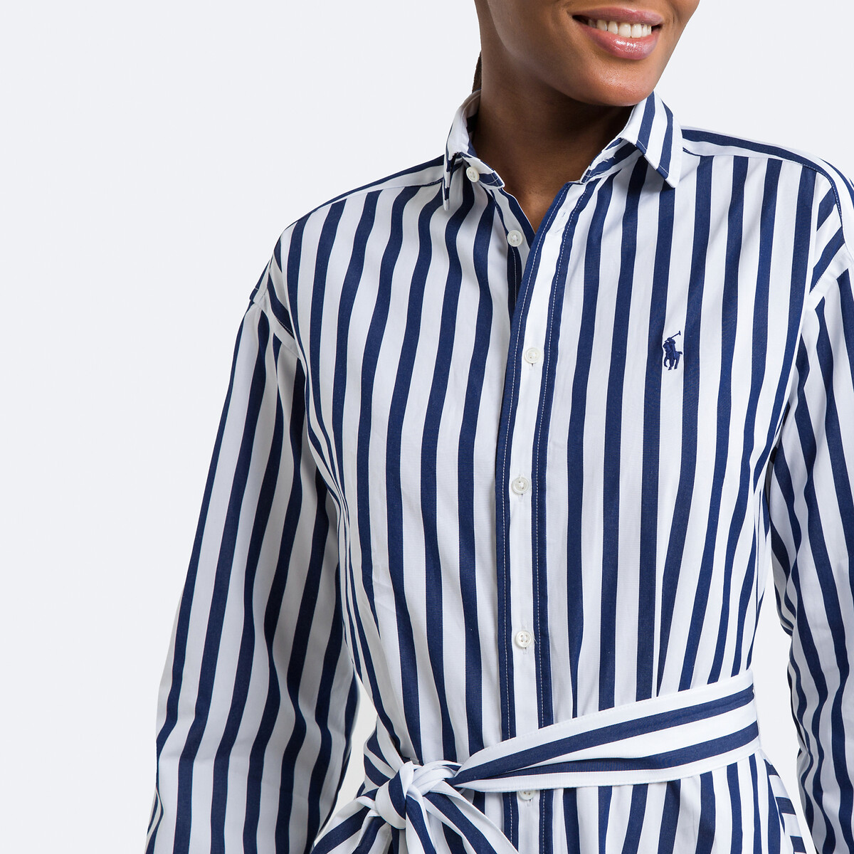 Striped Shirt Dress with Long Sleeves navy striped/white, POLO RALPH LAUREN