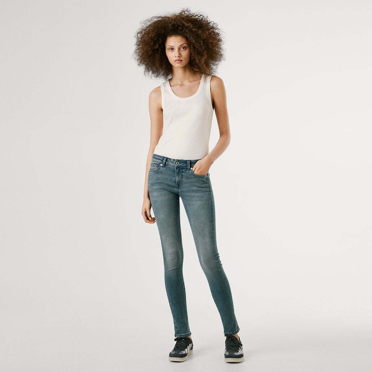 Jean Coupe Skinny, Taille Basse - Soho authentic smoke blue powerflex, PEPE JEANS
