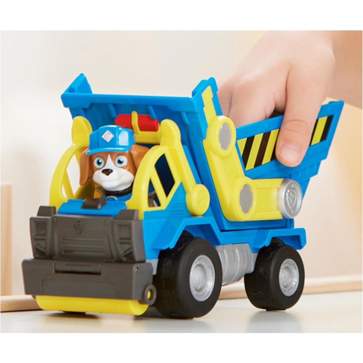 Rubble & Crew - Véhicule de chantier avec figurine Wheeler bleu et jaune, SPIN MASTER