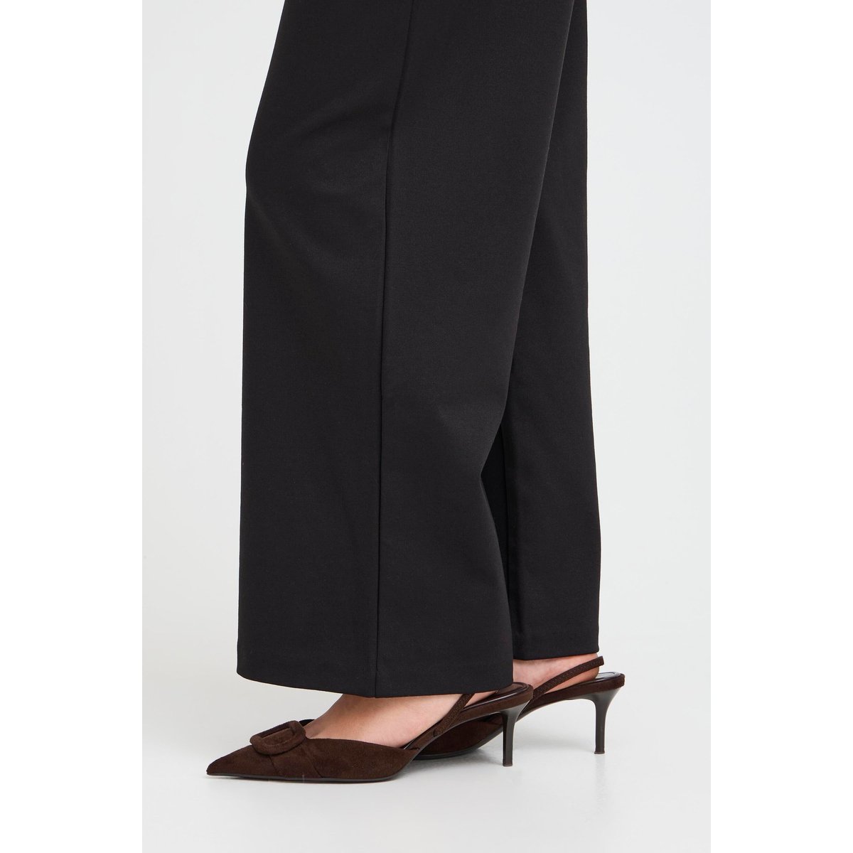 Pantalon longueur cheville, jambes larges, taille élastiquée noir, B.YOUNG