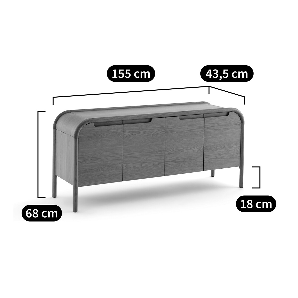 Niedriges Sideboard Lipa, aus Eiche und Furnier eiche, LA REDOUTE INTERIEURS