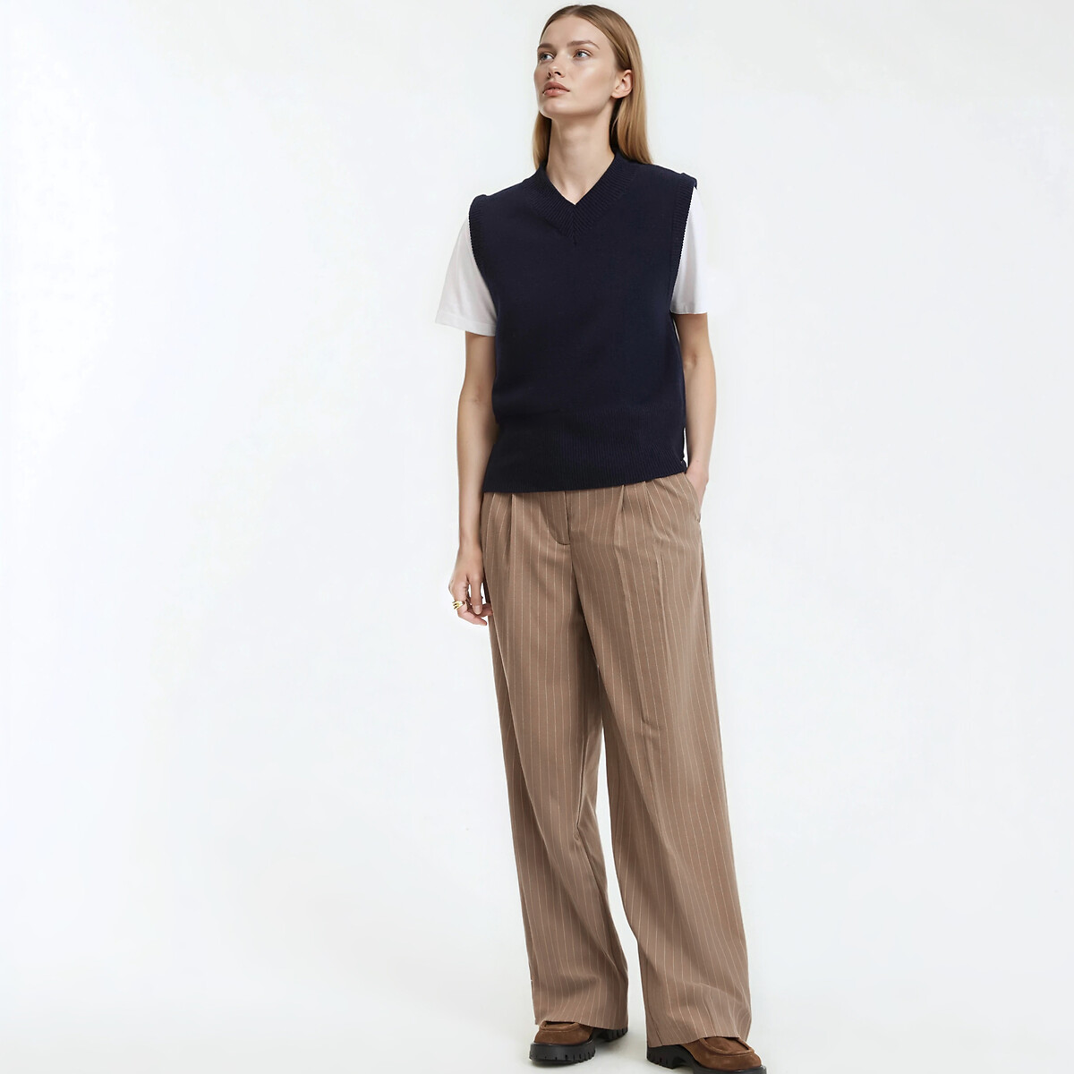 Pull laine et cachemire, fabriqué en France bleu marine, LA REDOUTE COLLECTIONS