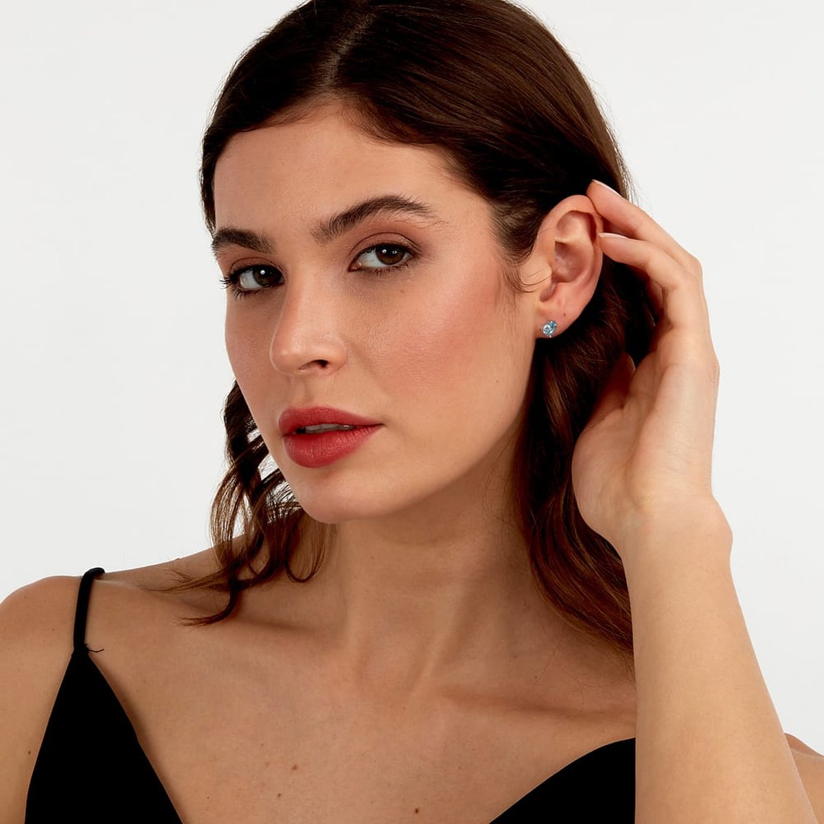 Boucles D'Oreilles en acier, cristaux, ipg TESORI argent, bleu clair, MORELLATO