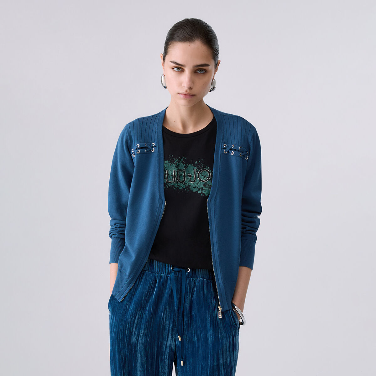 Cardigan avec Lacets bleu, LIU JO