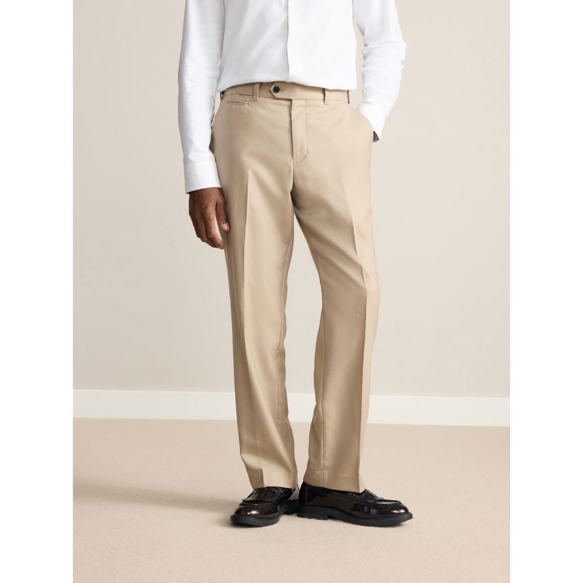 Pantalon en laine à tour de taille motionflex Signature naturel, NEXT
