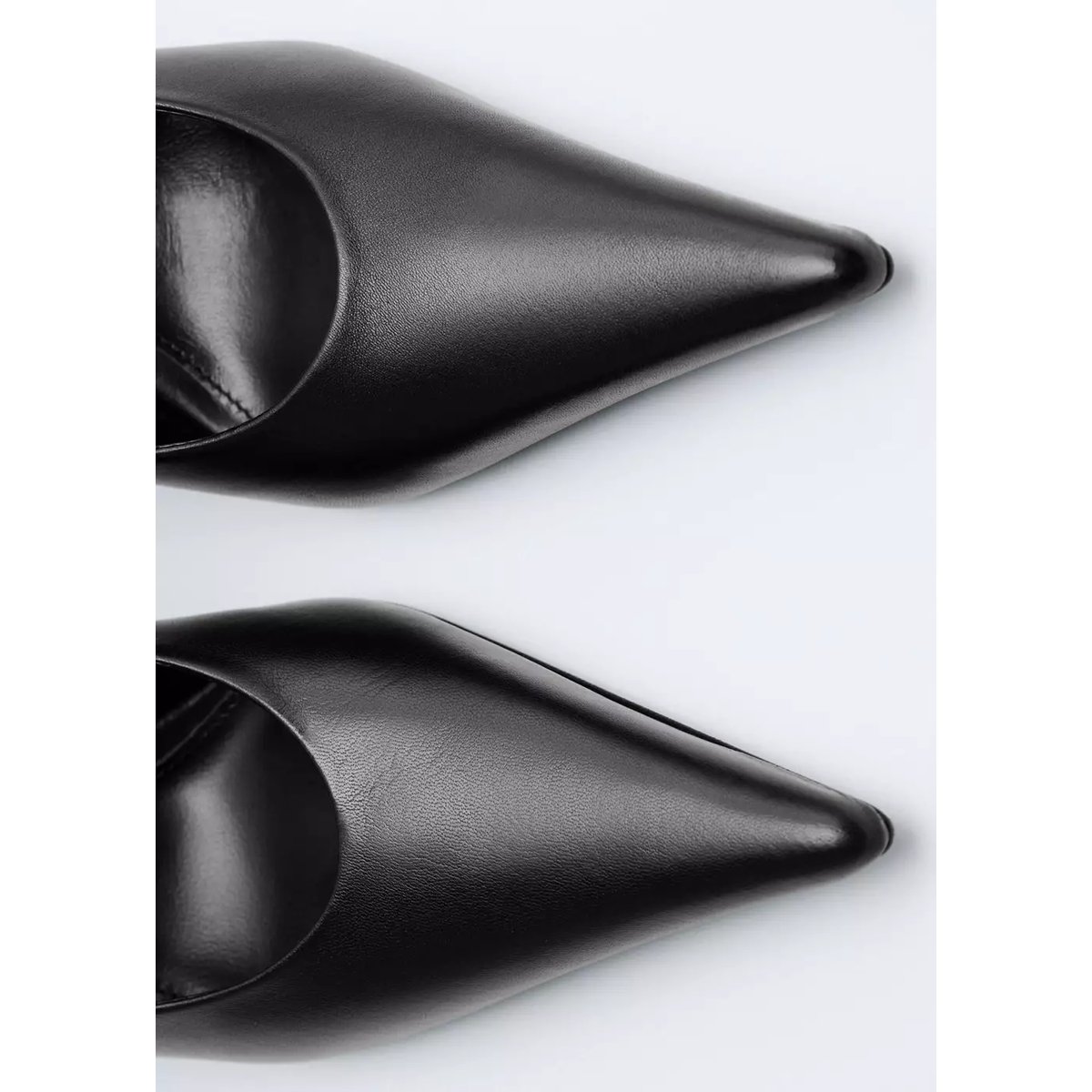 Chaussures talon cuir pointues noir, MANGO