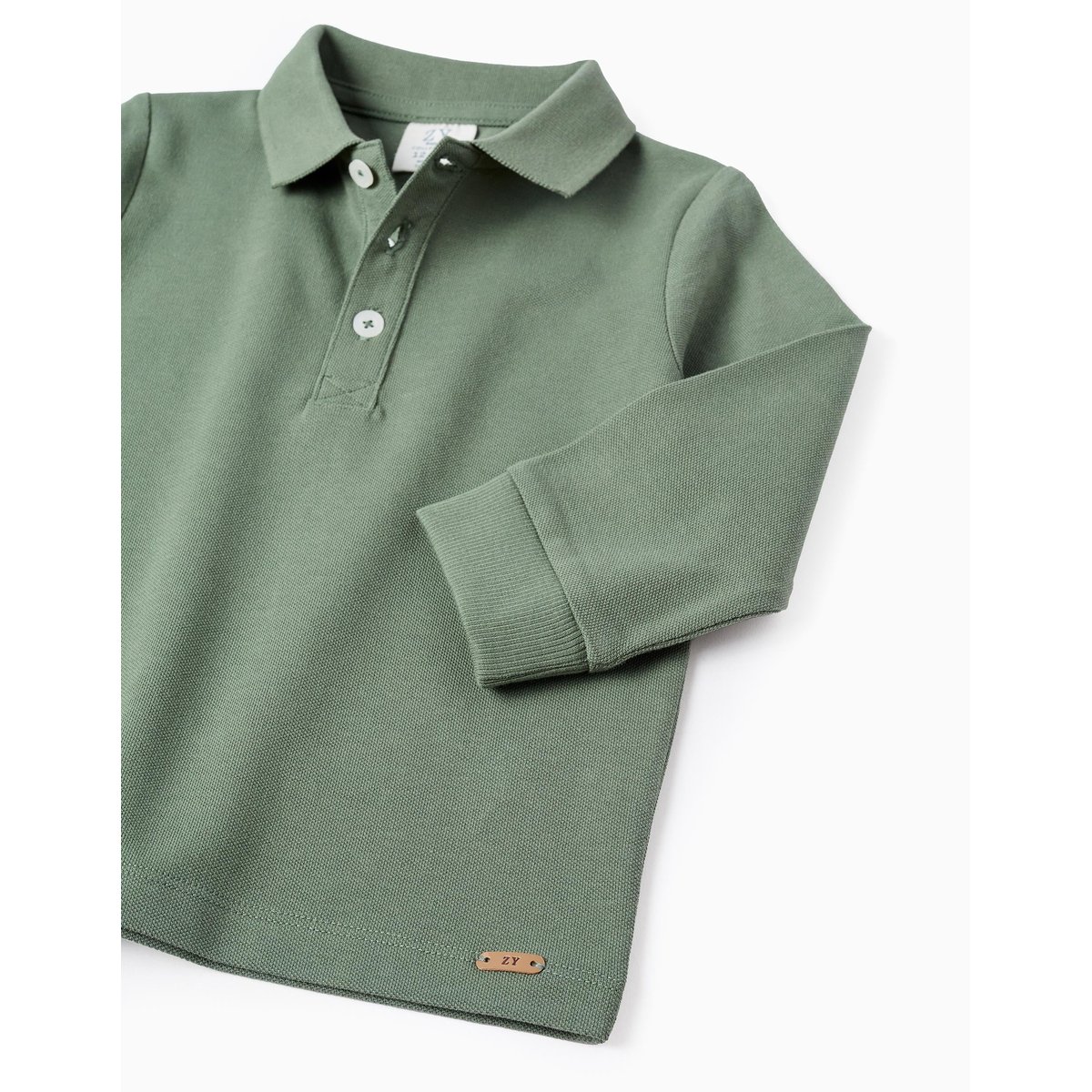 Polo à Manches Longues en Coton vert foncé, ZIPPY