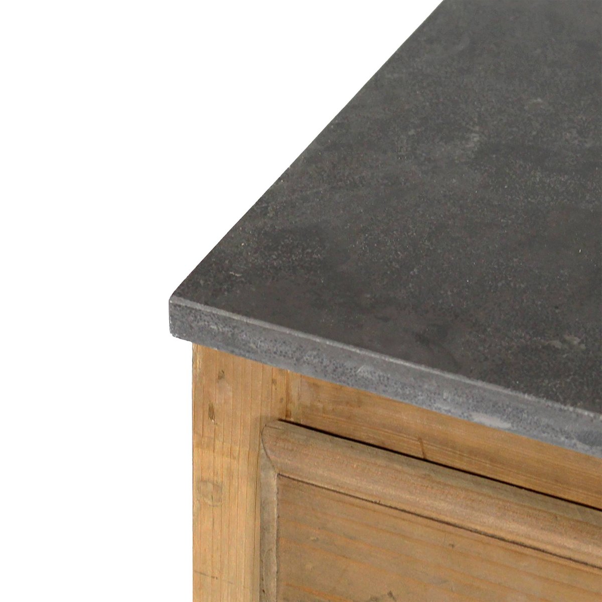 Meuble bas de cuisine en bois recyclé et pierre bleue CHAMPÊTRE bois clair, MADE IN MEUBLES