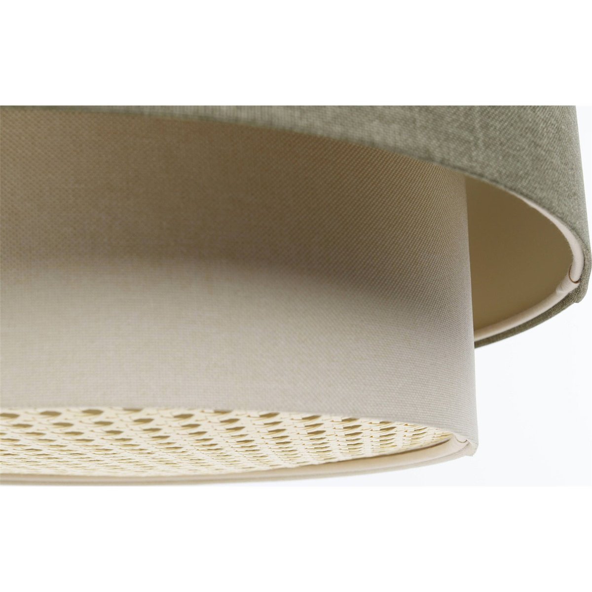 Suspension ronde en tissu et rotin Boho Elegant beige crème et rotin naturel, BPS KONCEPT