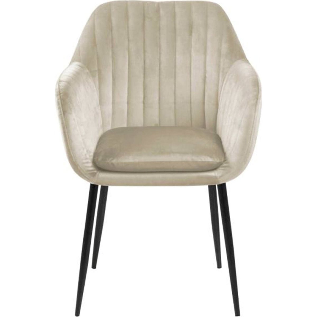 Chaise rembourrée à accoudoirs ELIDI en velours beige, RECOLLECTION