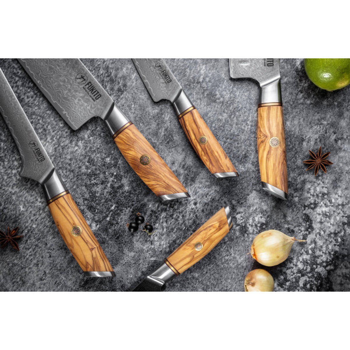 Couteau de cuisine Olive Damas modèle Santoku 18cm v002237, FUKITO