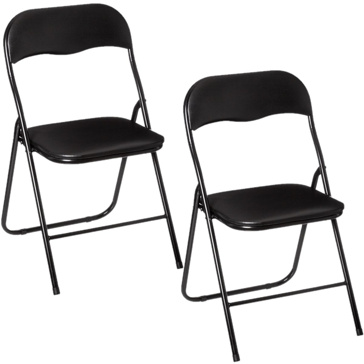 Lot de 2 chaises pliantes en PVC noir, TOILINUX