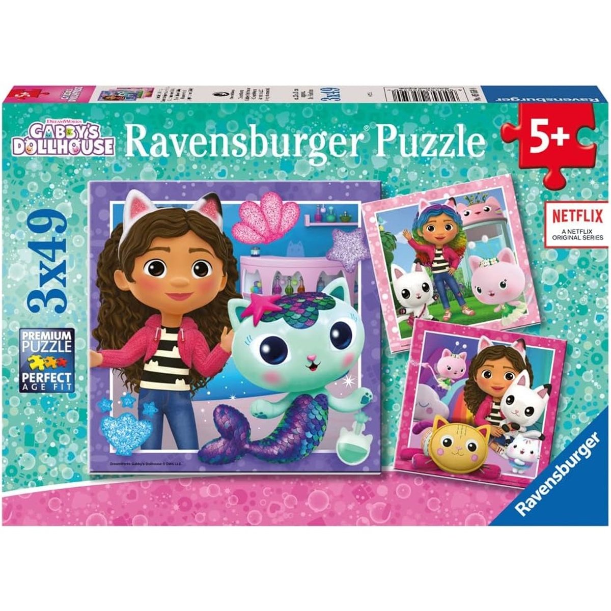 Puzzle L'heure de jouer avec Gabby 3x49 pcs rose, RAVENSBURGER