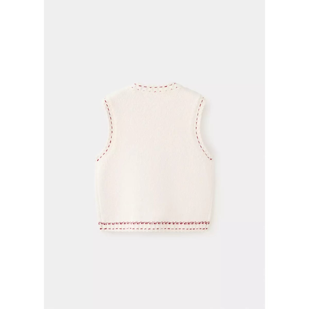 Gilet maille avec surpiqûre écru, MANGO KIDS
