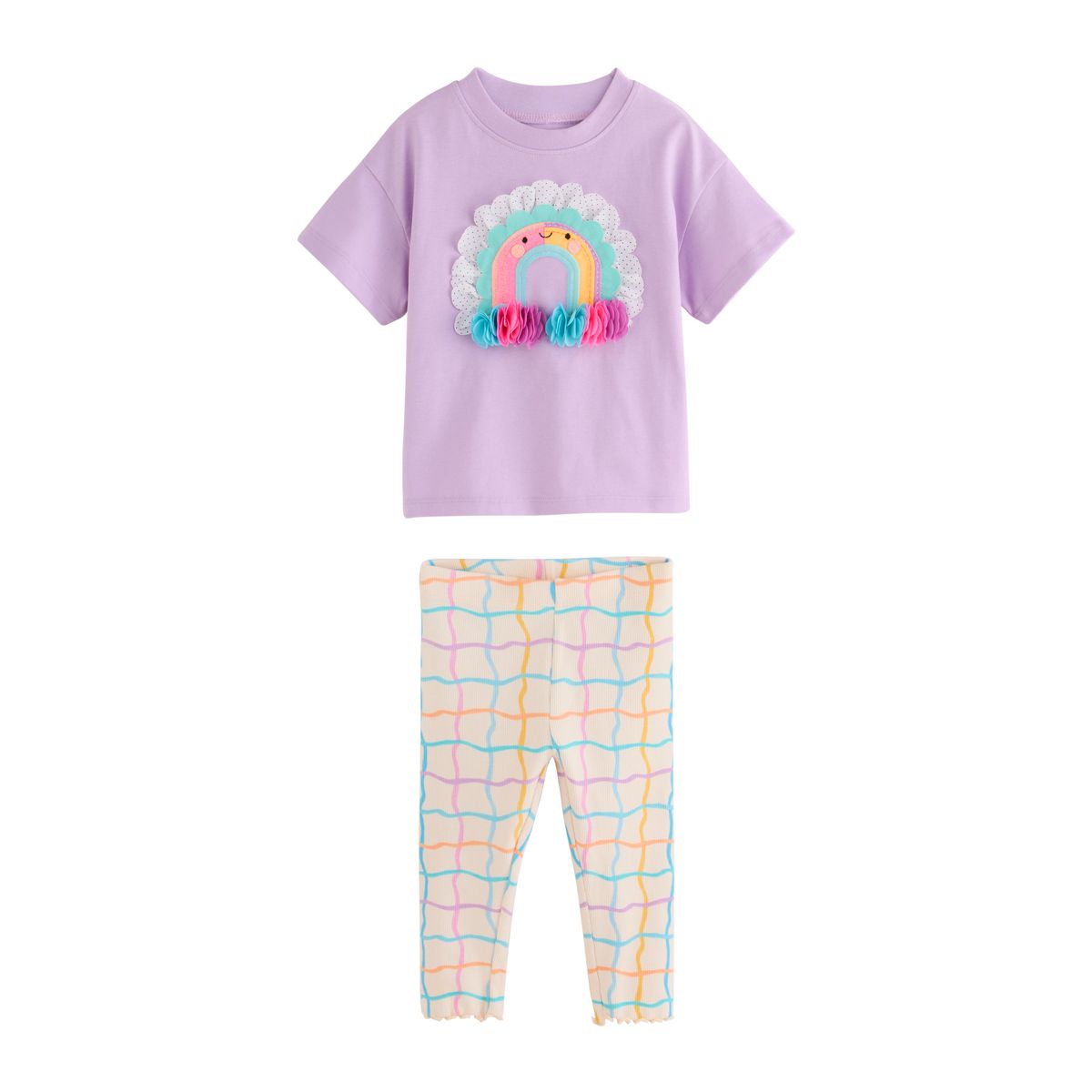 Ensemble legging et haut à manches courtes lilas violet arc-en-ciel, NEXT