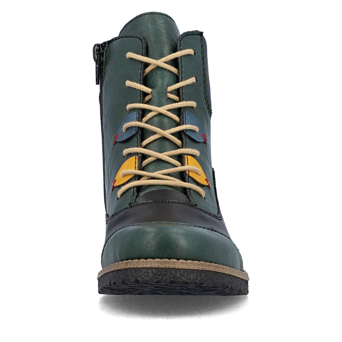 Bottines à talon décroché bas avec un zip et des lacets ronds multi, RIEKER