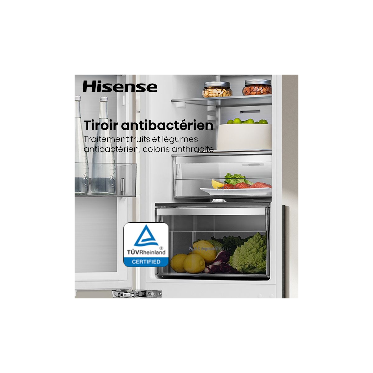 Réfrigérateur combiné encastrable RB3B250SAWE couleur unique, HISENSE