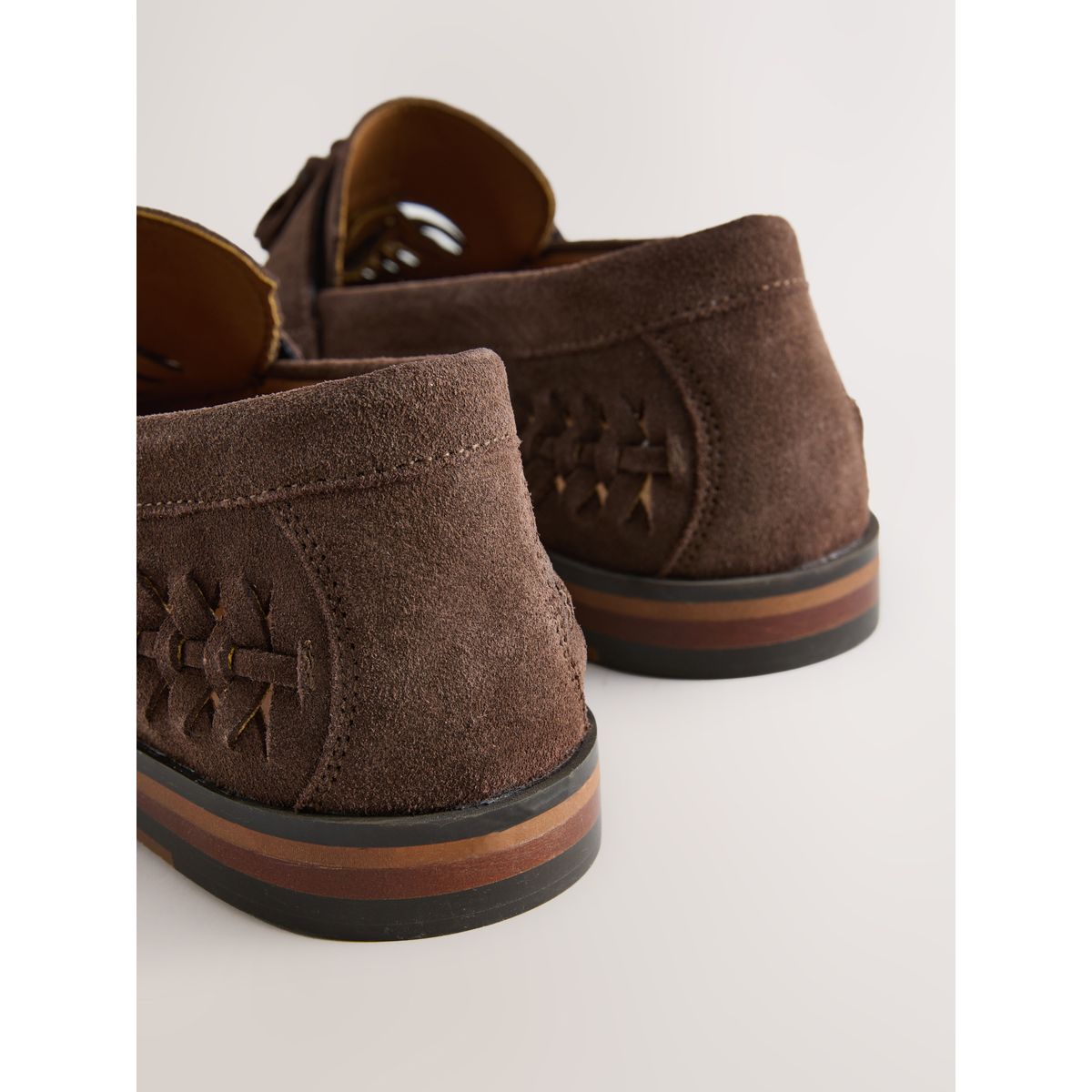 Mocassins tressés en cuir marron, NEXT