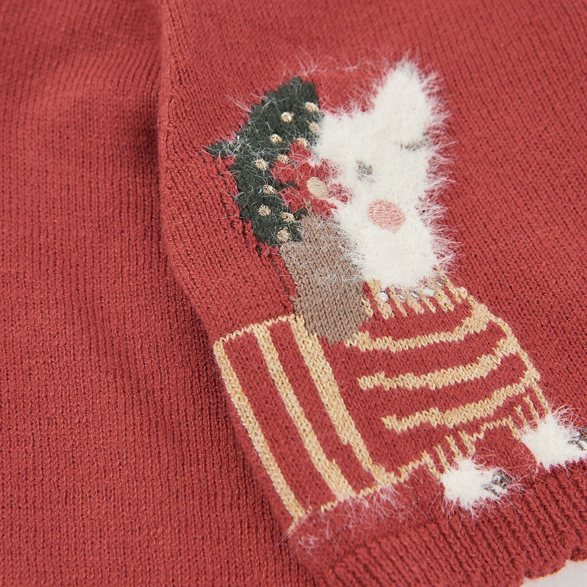Gilet fille en maille avec imprimé chien rouge, BOBOLI