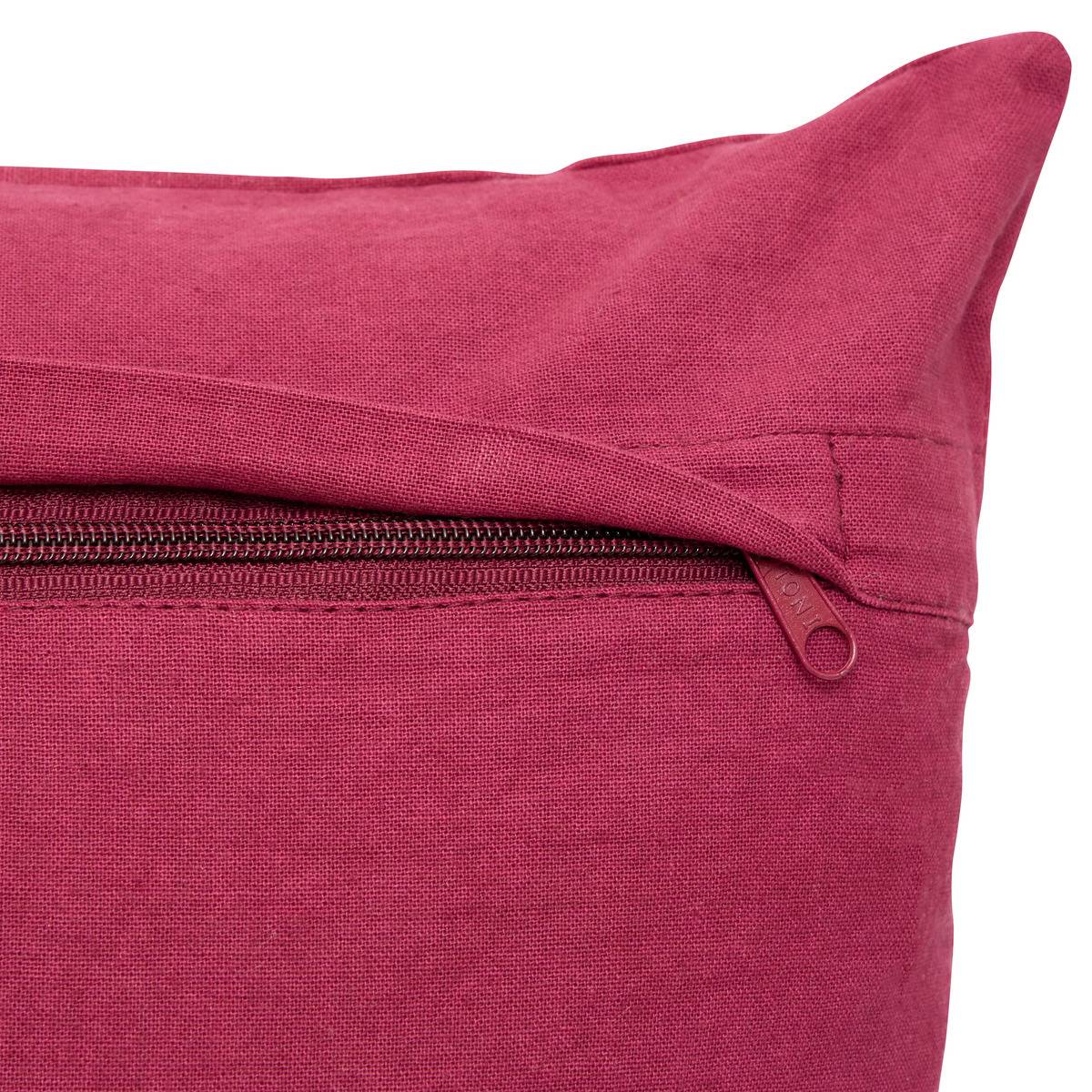 Coussin carré en coton BICHETTE rouge grenat, ATMOSPHERA