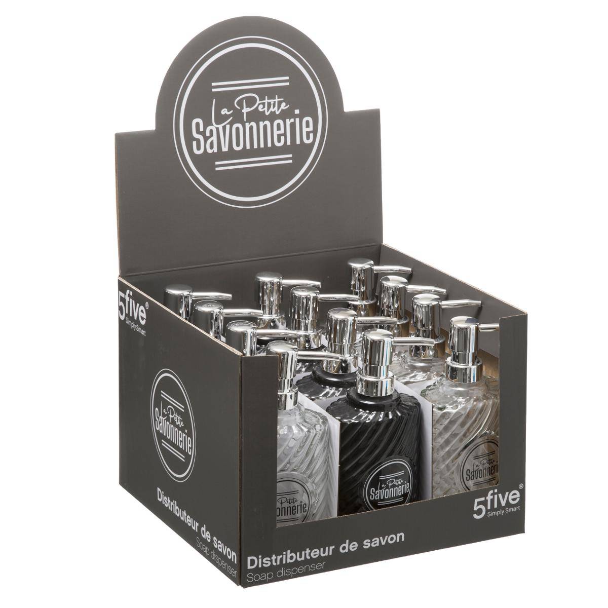 Distributeur à savon verre transparent gris, 5FIVE SIMPLY SMART