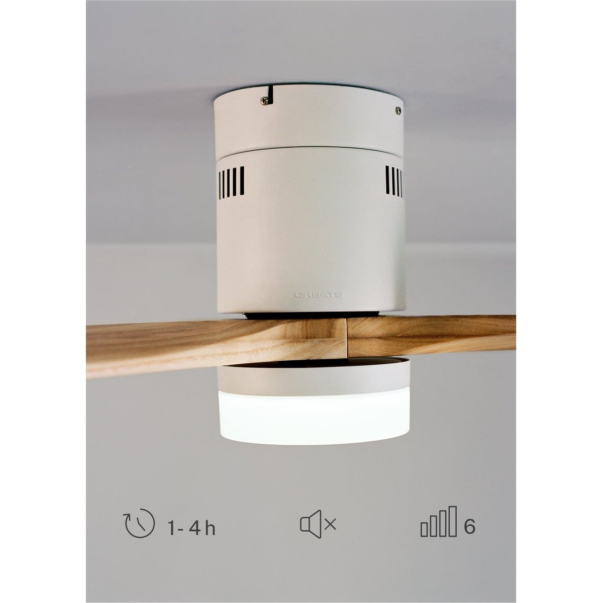 WIND CALM - Ventilateur de plafond 40W silencieux Ø132 cm 15W 100% bois couleur unique, CREATE