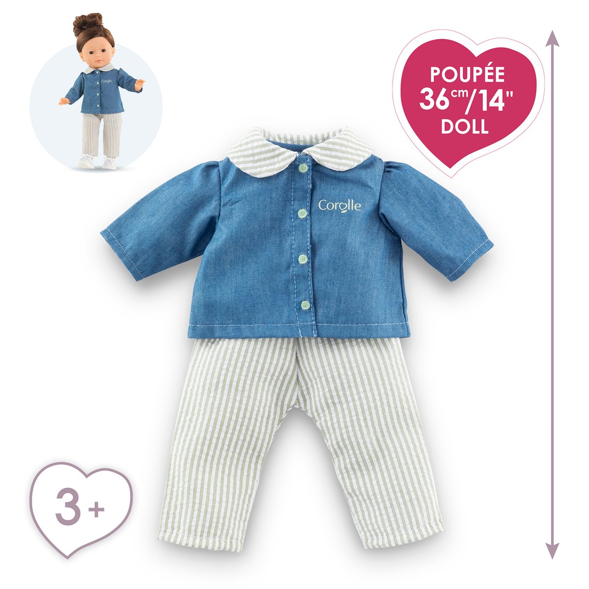 Ensemble Blouse & Pantalon Rayé pour poupée ma Corolle couleur unique, COROLLE