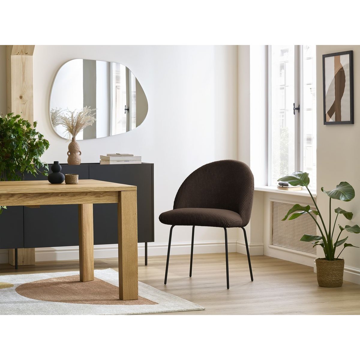 Lot de 2 chaises velours côtelé, LALIE marron, BOBOCHIC