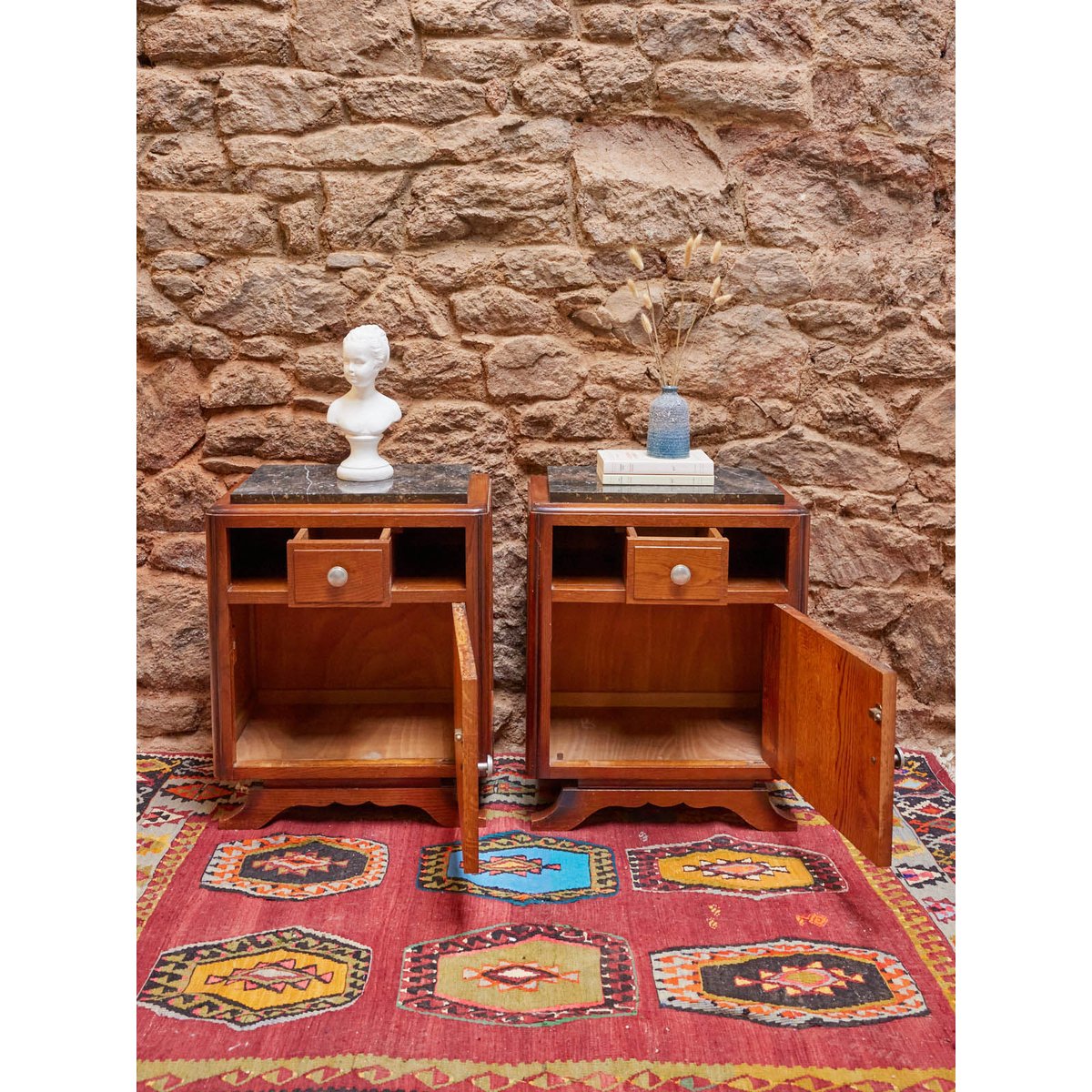 Paire de chevets Art déco Odile N°1261 - Bon état bois foncé, DEBONGOUT