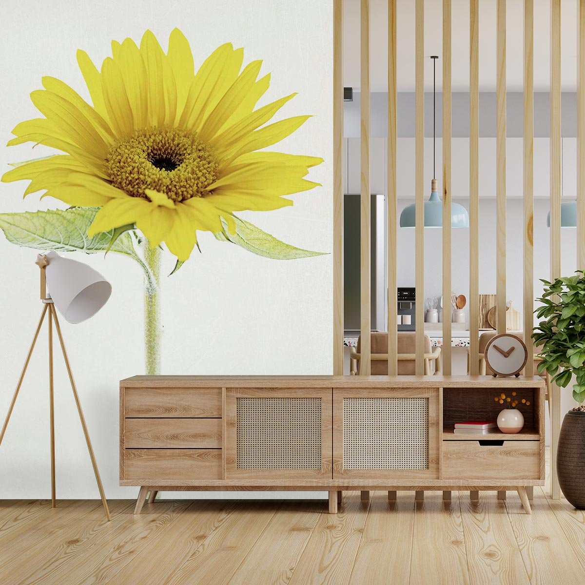 Papier peint fleur de tournesol intissé, HEXOA