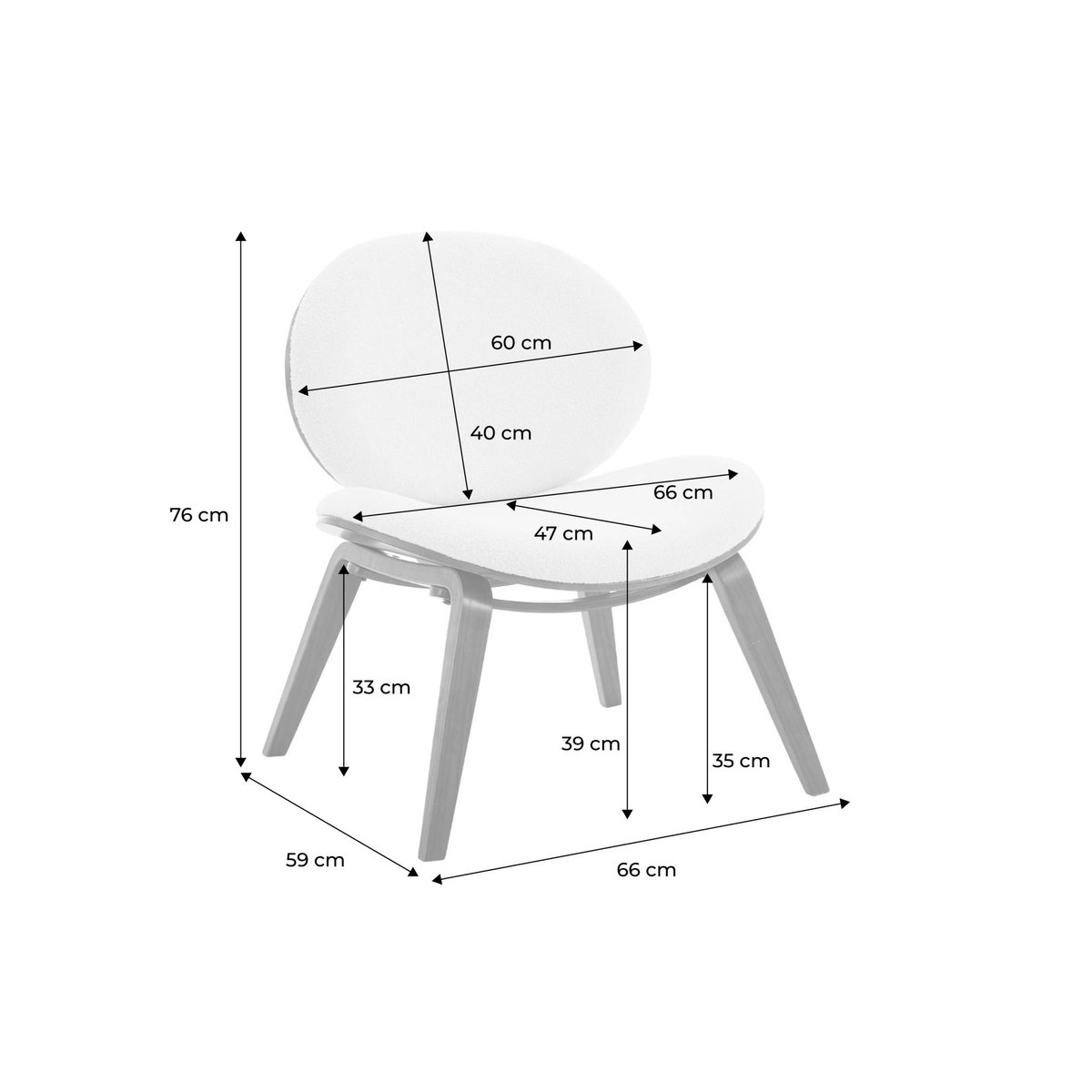 Fauteuil relax décor bois courbé et bouclette texturée INES noyer, SWEEEK
