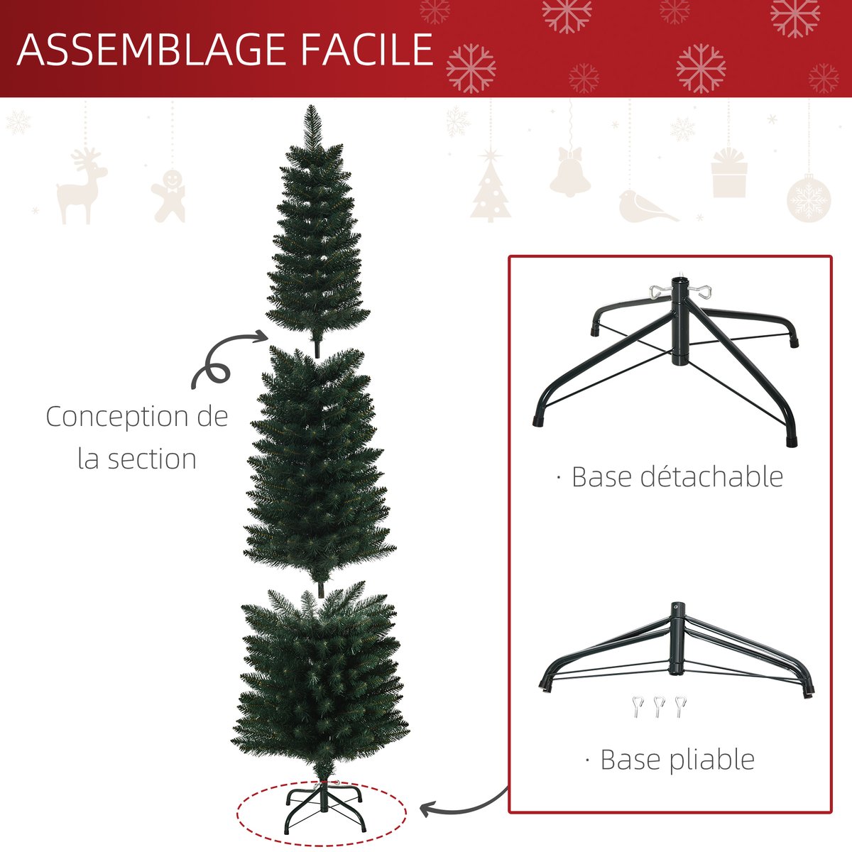 Sapin de Noël Plastique Vert vert, HOMCOM