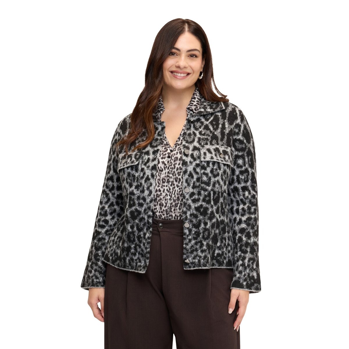 Veste à imprimé animalier gris, FIORELLA RUBINO