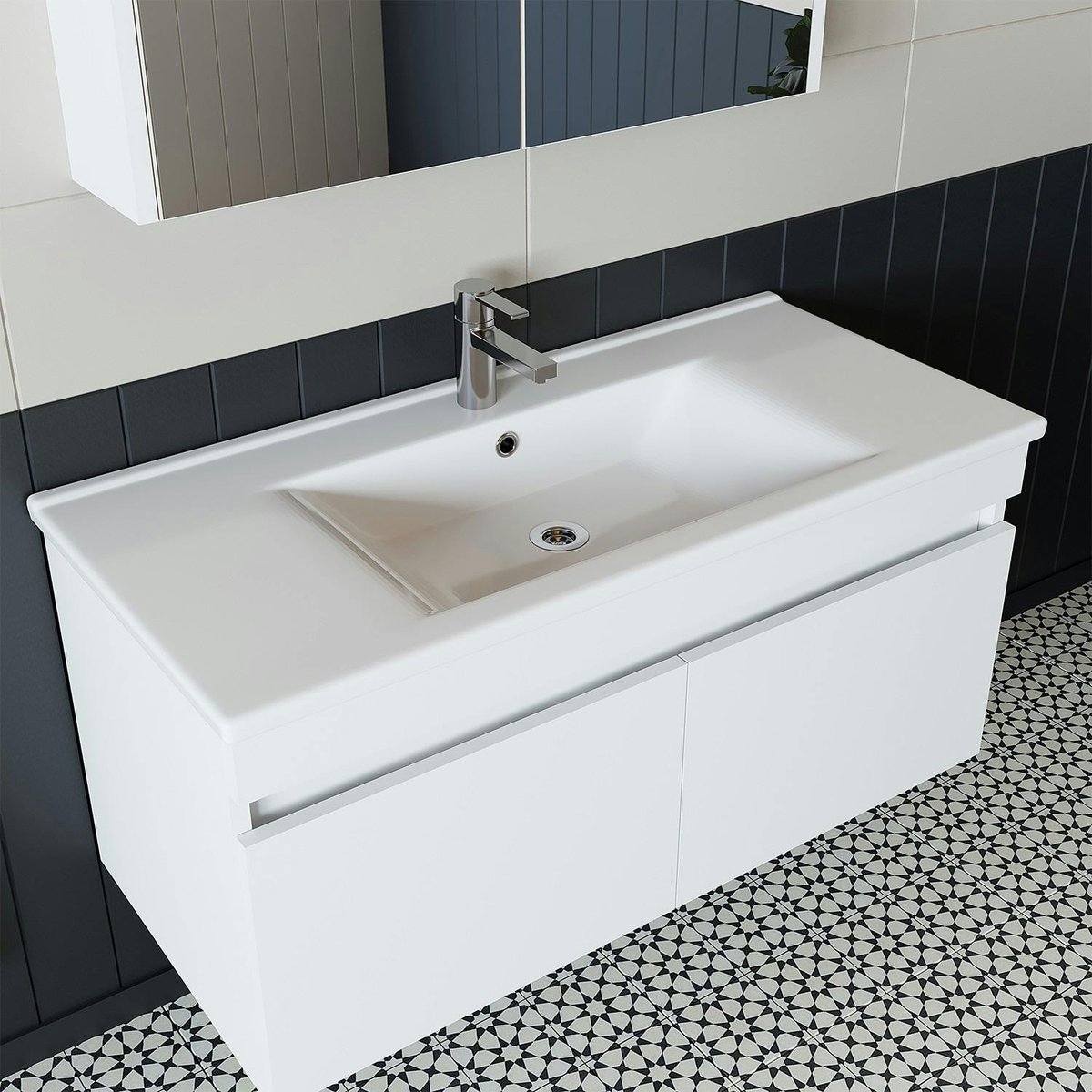 Meuble vasque 100 cm 2 portes AQUO blanc, PIER IMPORT