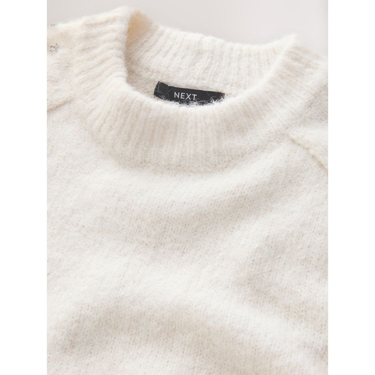 Pull avec manches ornées de pierres et laine ecru/blanc, NEXT